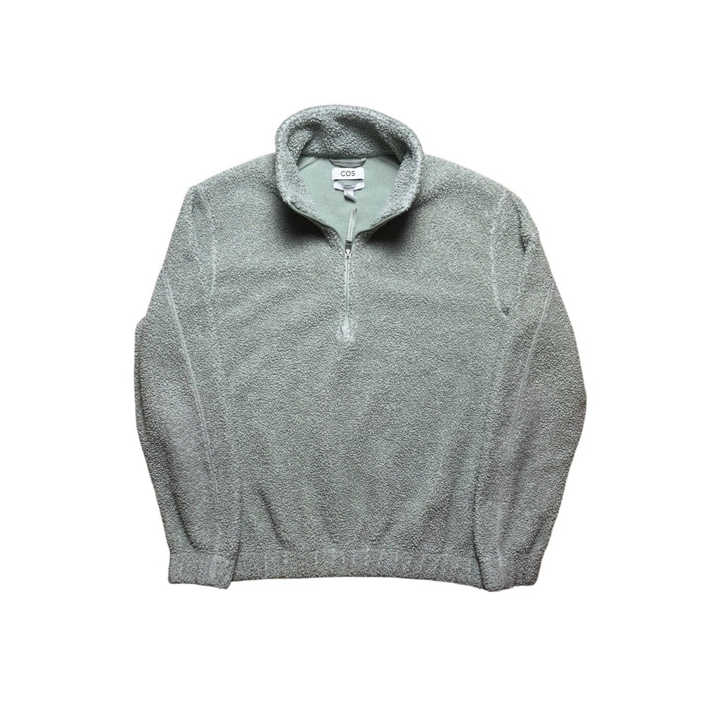 COS Sherpa Teddy‎ Quarter Zip Relaxed Fit Pullover in Mint Size Small